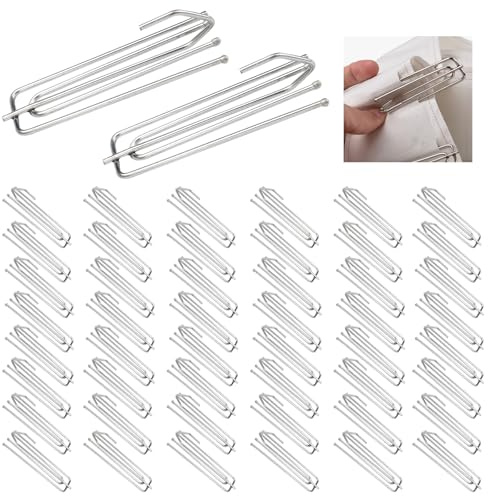 Jinsion 50 Pezzi Ganci Tende in Acciaio Inox - Metallo Con 4 Denti per Binario - Gancetti per Tutte le Tende