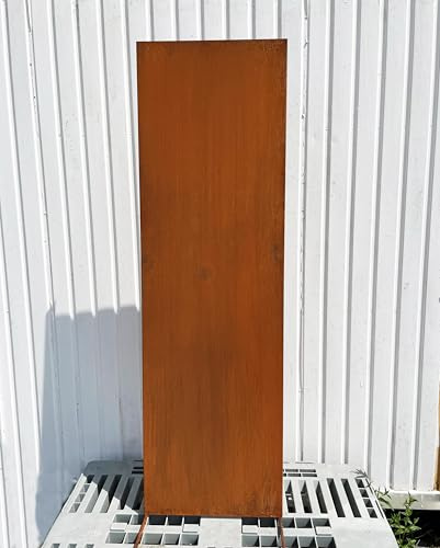 Steinfigurenwelt Gießen Brise-vue en patine - Sans motif - 165 x 50 cm - Paravent à planter - Plaque de jardin - Décoration de jardin - Résistant aux intempéries - Clôture en métal rouillé