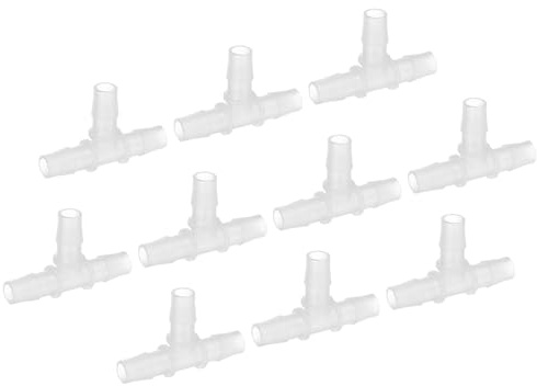 PATIKIL 1/2 tum plast T-slang hullingbeslag, 10 st lika T-formade 3-vägs skarvmaskin adapter unionens skärningsdel taggad delad för luft vatten bränsle gasvätskerör, transparent