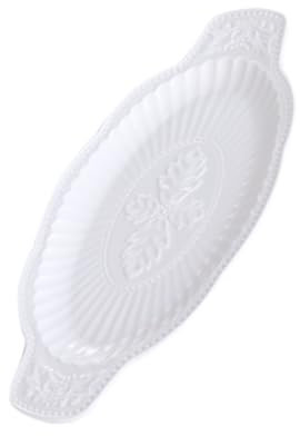 OKUMEYR Fish Plate Ceramic Plate Fish Serving Dish White Ceramic Portable Fine Polishing Design Fish-Shaped for Restaurant and Home Dining