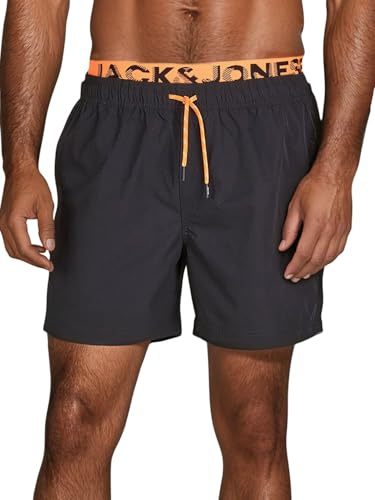 JACK & JONES Bañador largo para hombre, cintura doble, Maui JJSWIM, pantalones corales, color negro, azul, coral, S, M, L, XL, XXL, 3XL