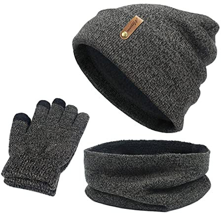 Rrongwn Winddichte Handschuhe Für Herren Gestrickt Warm Für Erwachsene Skimütze Winter Radfahren Strickschal Baseballmützen Flaggenmützen Winddichte Schalmütze Weiche Wollmütze
