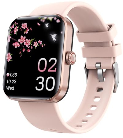 RORIOS Moda Smartwatch Uomo Donna 1.91'' Schermo Tattile Orologio da Polso Bluetooth Intelligente Orologi Sportivo Fitness con Monitor Sonno Frequenza Cardiaca Rosa