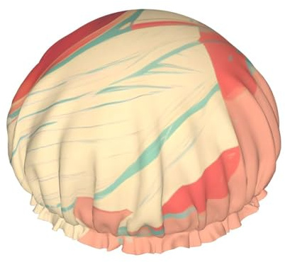 Retro-Duschhaube mit abstraktem Farbdruck, wiederverwendbar, doppellagig, atmungsaktiv, schnell trocknend, perfekt für Zuhause, Spa, Hotel und Reisen