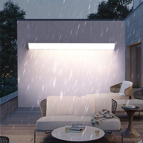 Acryl Aluminium Lange Wandleuchte LED Wasserdicht IP65 Wandbeleuchtung Außen Moderne Kreative Wandlampe Innen Dekorieren Wandleuchte Terrassen Villa Außenwandleuchte (Silbrig Neutrales Licht,100cm)