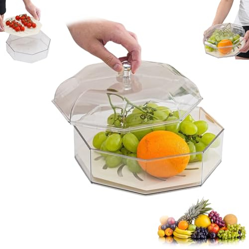 Fruit Bowl with Lid, Fruit Bowl with Fruit Fly Protection, Fruit Basket with Lid, Fruit Cover Against Fruit Flies,fliegenschutz Obst,fliegenschutz Essen,Modern Storage with Fly Protection for Fruit