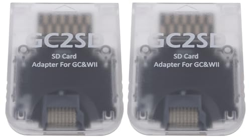 Create idea Lot de 2 adaptateurs de carte mémoire GC2SD 512 Go 45 x 35,5 x 7 mm Compatible avec consoles Gamecube Wii Transparent