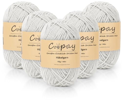 Coopay Lana para ganchillo, 225 g (5 x 45 g), hilo suave para tejer, 5 lanas degradado para tejer, lana de bebé para ganchillo para principiantes, hilo de ganchillo súper suave lana de bebé para