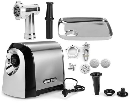 Electric Meat Grinder 3200W - Heavy Duty Mincer Machine with 2 Stuffing Tubes & 3 Grinding Plates for Sausages, Bread Crumbs & Sauces - Ideal for Home & Commercial Use