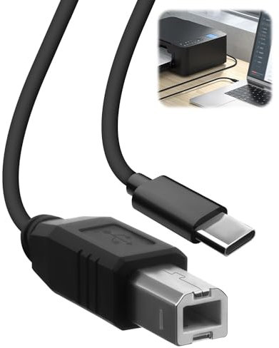 KeyQueen USB C to USB B Printer Cable, Type C to USB Midi Interface Lead Compatible with MacBook Pro Audio Interface Recording Scanner Printer Fax MIDI Keyboard MIDI Controller and More (1M)