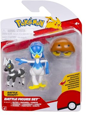 Pokémon PKW4094 – Juego de Figuras de Batalla – Blitzle, Kabuto, Quaxwell – Juego de Figuras Oficiales