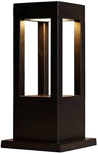 BLOOHK Lámpara de bolardo moderna para exteriores, IP55, impermeable, minimalista, para camino de jardín, iluminación de paisaje exterior de aluminio negro para patio, terraza, entrada, compatible con