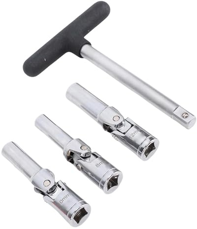 EMUKOEP Juego de herramientas de enchufe de bujía incandescente de 3/8 pulgadas, barra en T, 8 mm, 10 mm, 12 mm, herramienta de extracción de bujías de brillo rotas para reparación de automóviles