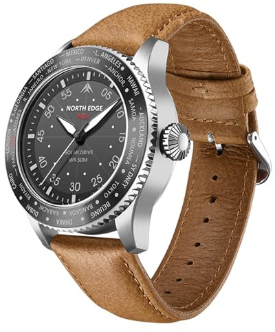 lvifloae North Edge Mach Watch Pilot Solar Solar Watch for Men 50m Chronograph Night Vision durée jusqu'à 180 Jours solaires