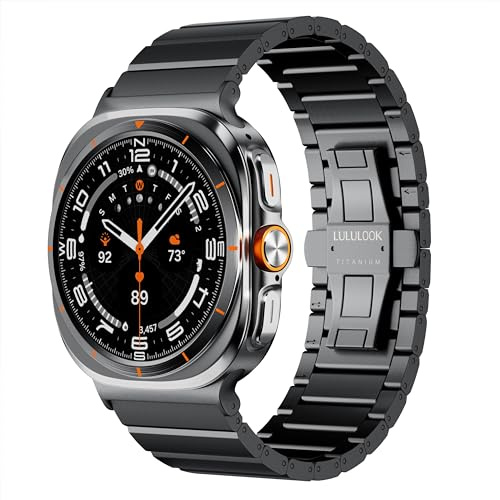 LULULOOK Titan Armband für Samsung Galaxy Watch Ultra 7, Doppelt Titanium DLC Ersatzarmbänder mit 24mm Breite für Galaxy Watch Ultra 47mm (2025/2024), NICHT für Andere, Schwarz