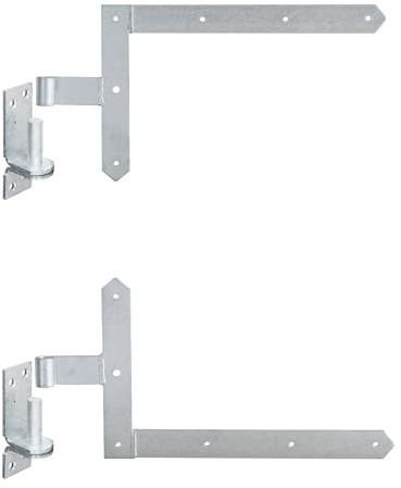 siwitec 250 x 400 mm Tor-Winkelband-Set oben und unten mit engen Kloben für Rahmentore, Ø 13 mm, feuerverzinkt, Abschluss spitz, Ladenband mit Kloben, Türband, Torband, Winkelscharnier
