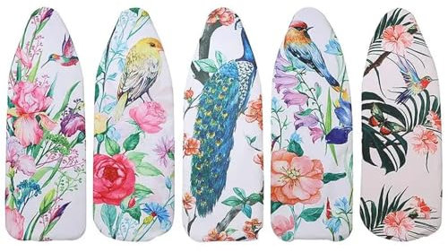 YGMNQAL Housse Plancha Housse de Rechange for Planche à Repasser, Toile imprimée de Fleurs, Lavable, antidérapante, Isolation Thermique, Protection de Table, 140x50 Cm(Bluebird)