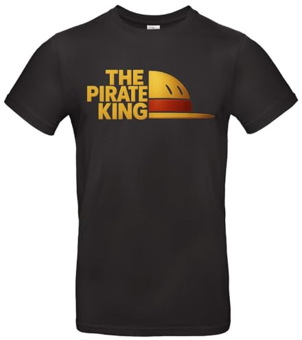 The Pirate King T Shirt Luffy Anime Shirt Strohhut Design Hochwertige Baumwolle Unisex Passform Für Piece Fans, Schwarz, XL