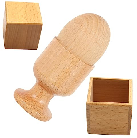 Mikikit Juguetes De Madera para Entrenamiento Mano-Ojo para Niños Pequeños, 2 Juegos (Huevo Huevera y Caja Bloque Cuadrado), Educativos y Seguros para Desarrollo Temprano