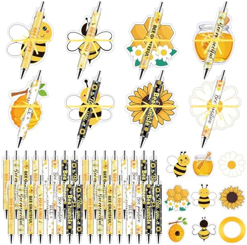 Set di 24 regali di ringraziamento per colleghi, dipendenti, regalo di apprezzamento per api, divertenti penne a sfera con quaderni, penne a forma di ape, mini note adesive, blocchi promemoria per