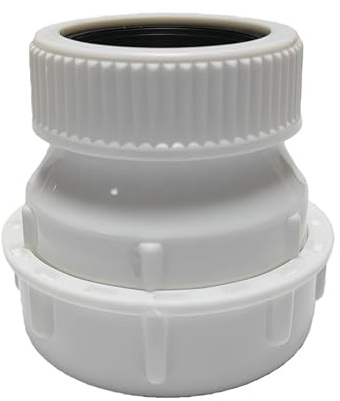 1 1/4 to 1 1/2 sink drain adapter, Extension Coupling with slip joint connection, 1-1/2 x 1-1/4 Trap Adapter, PP Reducing Pipe Adapter Fitting (White)