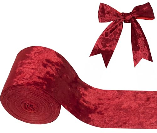 Samtband Rot Geschenkband Breit,10 Yards 80mm Geschenkband Weihnachten Set,Schleifenband Weihnachten Geschenkbänder Dekorative Schleifen & Bände,Samtband Ribbon Für Diy Große Geschenkschleife