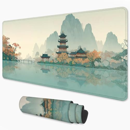 Alfombrilla Ratón Paisaje Mouse Pad 1000x400 mm, Grande Alfombrilla Gaming Lago con Superficie Especial Que Mejora la Velocidad y la precisión, Mousepad Impermeable para Gamers, PC y Portátil 3Y-310
