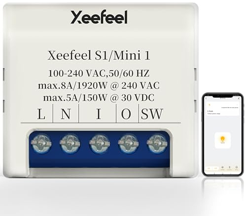 Xeefeel Mini 1 interruptor de relé inteligente, WiFi y Bluetooth, contacto seco, domótico, compatible con interruptor de luz