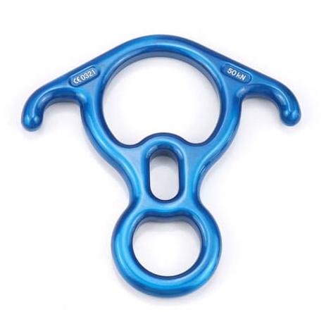 ALCXAZS Discensore per arrampicata all'aperto Camping Downhill 8-13mm Corda per discesa in corda doppia Rigging Ring con protezione per la sopravvivenza di sicurezza per le orecchie, Blu