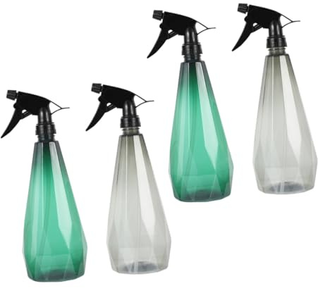 FONDOTIN Juego de 4 Pulverizadores de Jardín de Plástico de 1 Litro Pulverizador Doméstico Multiusos para Riego y Limpieza Botella Spray Portátil Colores Gris Estrella y Verde Hoja