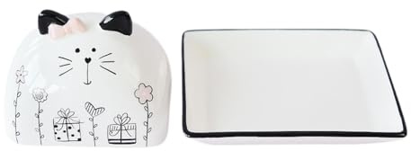 QUXVUIS Mantequera con tapa, diseño de gato, ideal regalo de inauguración. Mantequilla fresca para untar en la encimera sin ocupar demasiado espacio. Recipiente para cocina, comedor o regalo