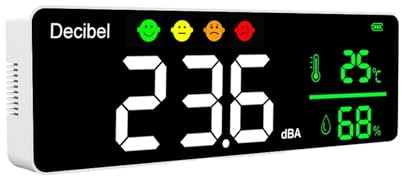 Fonometro, Strumento di misurazione del rumore Misuratore acustico digitale Decibel Misuratore di temperatura Misuratore di umidità Rilevatore 3in1 Tester montato a parete for interni