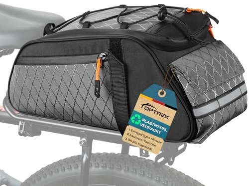 toptrek 3-in-1 Fahrradtaschen für Gepäckträger 10L Wasserdicht | Fahrradtasche Gepäckträger, Gepäckträgertasche mit Tragegriff und Schultergurt
