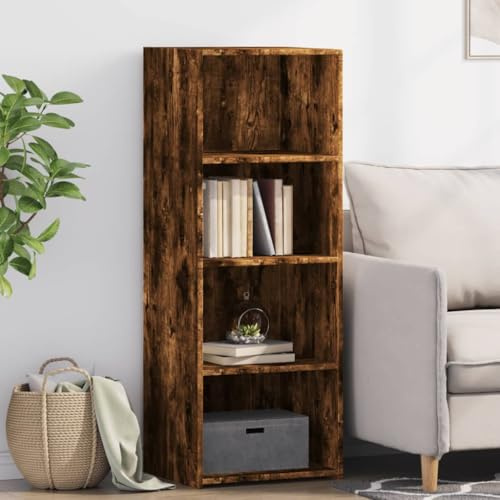 YunCangg Highboard rökt ek av träbaserade material 45 x 41 x 124 cm med gott om förvaringsutrymme, skänkskåp för kök och vardagsrum, modern köksbuffé med praktiskt förvaringsutrymme