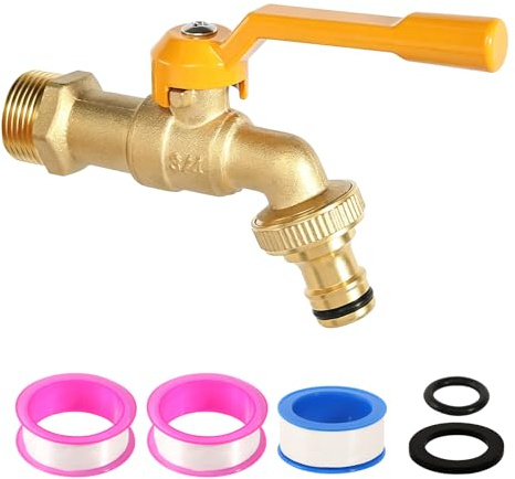3/4 Zoll Wasserhahn Garten Messing Kugelhahn Aussen Frostsicher Auslaufhahn | Außenwasserhahn mit Schlauchanschlüsse, Auslaufhahn Aussen für Garten Waschmaschine Regentonne