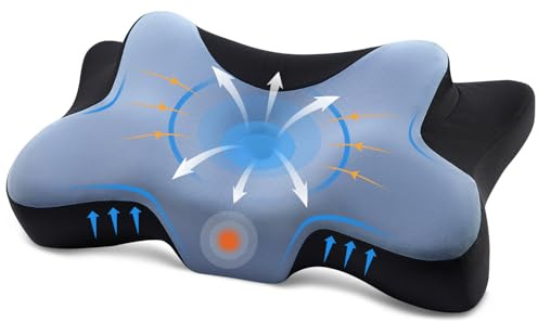 DONAMA Cuscino Cervicale per Dormire, Cuscino Ergonomico Cervicale,Blu Nero