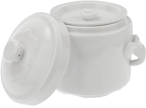 jojofuny Cuenco de Cerámica con Tapa 620ml Multifuncional para Cocinar y Servir Sopa, Adecuado para Ensaladas y Estofados en Cocina de Color Claro