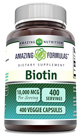 Amazing Formulas Biotin 10000 mcg Veggie Capsules | Vitamin B7 Supplement | Non-GMO | Gluten Free | Made in USA (400 Count)