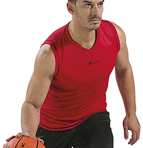 Asioka 184/17 Camiseta de Baloncesto sin Manga, Unisex Adulto, Rojo, XXL