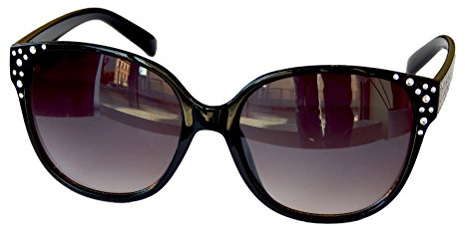 Gil SSC Damen Retro Sonnenbrille Pornobrille mit Strass-Steinen M 37 (Schwarz)