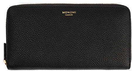 MONOMI Portemonnaie aus Kunstleder für Damen mit RFID-Schutz und Geschenkbox 10 Fächer (Schwarz)