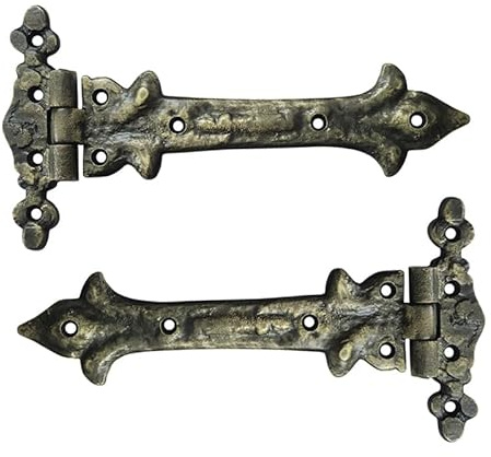 Adonai Hardware Adonijah Antik Gusseisen T-Scharnier (20 x 10 cm – 2 Stück, antikes Messing)