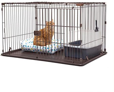 Iris Ohyama Estensione per recinto per cani, A66cm, Con porta con serratura, Marrone, con Tetto, Metal, Parco, Per Cucciolo, Gatti, Interni, Esterni, Gabbia, Cuccia, Montaggio Facile, STS-1200TY