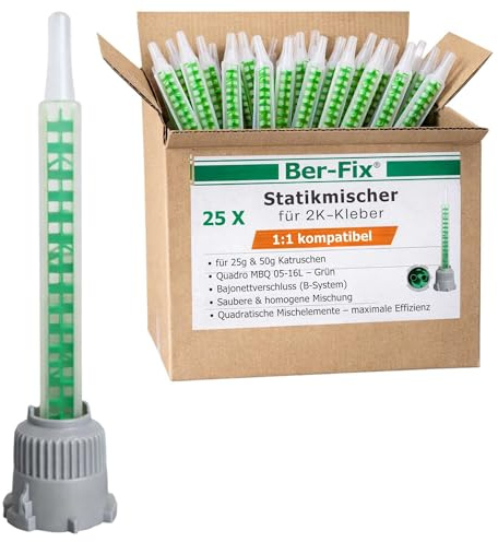 Ber-Fix Mischdüsen 1:1 1:1/1:2 Ersatzdüsen Kartuschen 25er Pack | Mischdüsen 1:1 1:1 / 1:2 Ersatzdüsen Kartuschen 25er Pack: Ersatz-Mischdüsen für 2K-Kartuschen: sorgen für