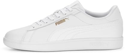 PUMA Puma Smash 3.0 L herr Sneaker, PUMA White-PUMA White-PUMA Gold, 38 EU