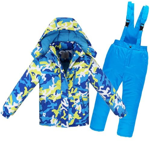 SXSHUN Kinder Jungen Mädchen Skianzug Verdickte Winterset Zweiteilig (Skijacke + Skihose) Wasserdichtes Winddicht Schneeanzug