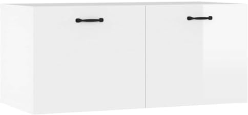 vidaXL Wandschrank, Hängeschrank mit viel Stauraum, Schwebeschrank für Wohnzimmer Schlafzimmer, Bücherschrank Schrank, Hochglanz-Weiß Holzwerkstoff