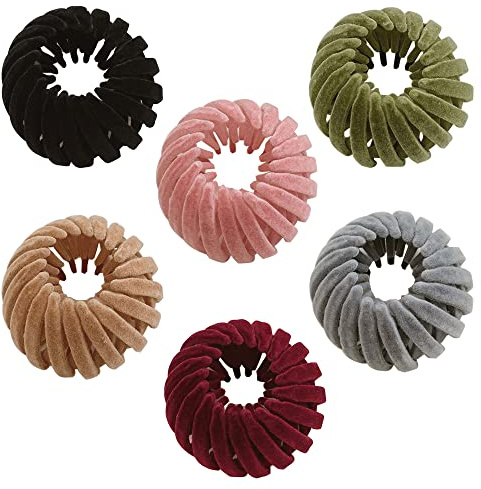 Hsthe Sea 6 pièces Velours Vintage nid d'oiseau Pinces à Cheveux élégant Queue de Cheval épingle à Cheveux Fer à friser Cheveux Accessoires pour Femmes Filles