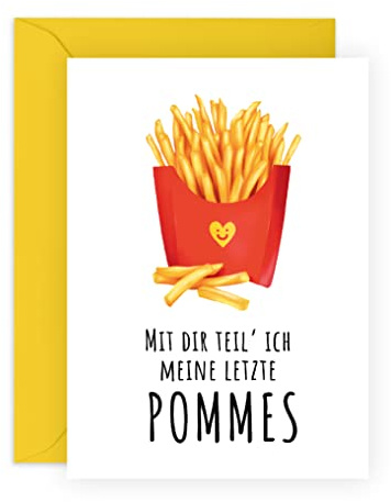 Central 23 Lustige Geburtstagskarte für Männer Frauen – MIT DIR TEIL ICH MEINE LETZTE POMMES – Witzige Geburtstagskarte für Ihn, Sie, Ehemann, Ehefrau – Valentinstag