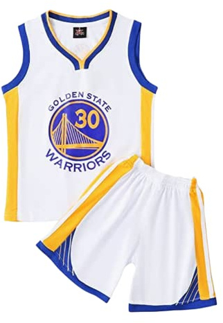 ENIXWH Ärmlös baskettröja för barn, nätväst, uniform, topp och shorts, pojkar, barn, sommarkläder, set 1–15 år, Vit, XL(145-155CM)